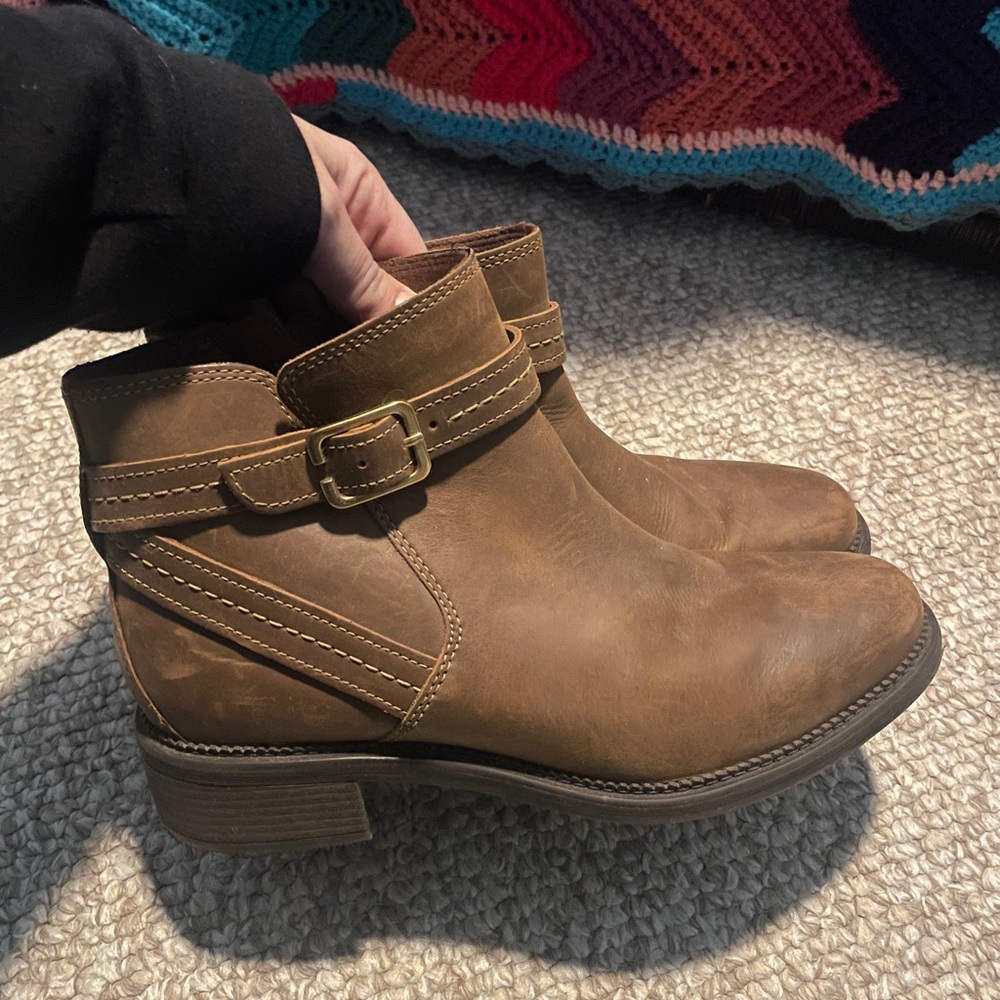 Clarks Brown Leather Ankle Boots -Ladies 10